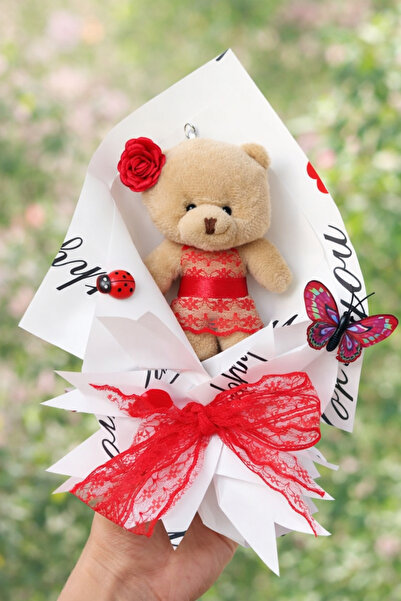 FourClovers Pelüş Ayıcık Buketi – Özel Süslemeli, Şık Hediyelik