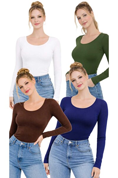 MODARENGİN Women's Long Sleeve Ballerina Collar Blouse-Casual Stylish Design