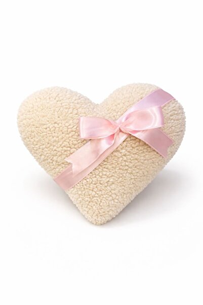 Cherry Bloom Cotton Valentine's Day Gift Heart Pillow with Bow 35 X 16