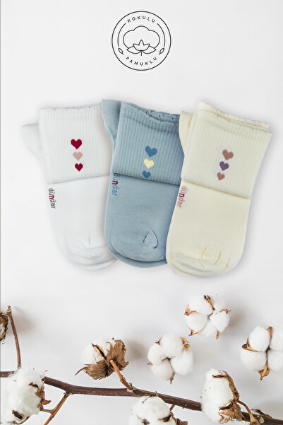 Dündar Kadın 4 Mevsim Renkli Kokulu Pamuklu Dikişsiz 3'lü Soket Çorap Seti