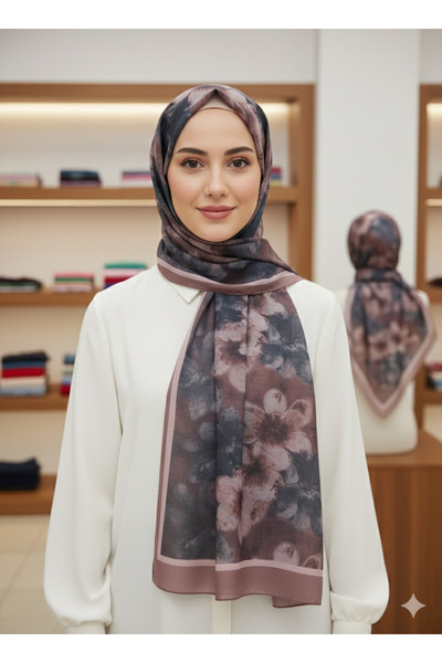 REMOMODA Patterned Floral Model Shawl Italian Cotton Soft Shawl High Quality