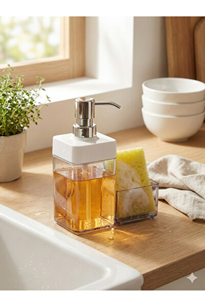 Hagen Wooden Look Sponge Liquid Soap Dispenser Set Bathroom Set Premium Quality