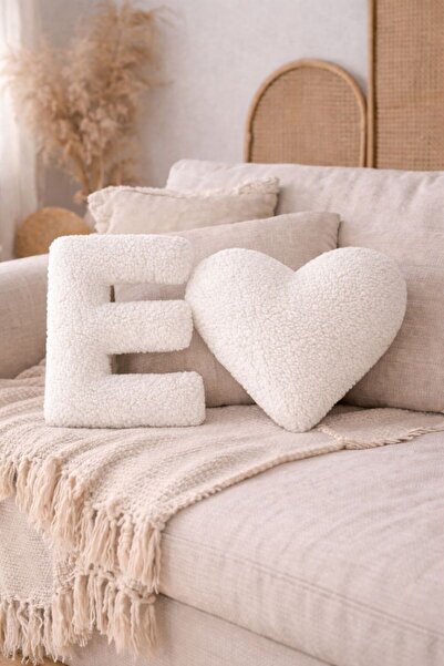 Cherry Bloom Cotton Pernă cu litere și inimă de Ziua Îndrăgostiților Teddy um...