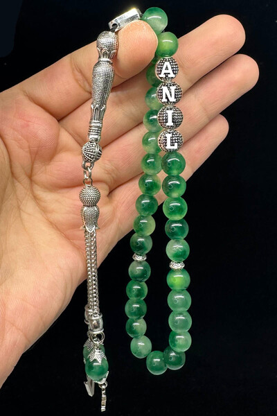 Fabula Silver İsimli Akik Taşı Tesbih Kişiye Özel Harfli Doğal Taş Tespih