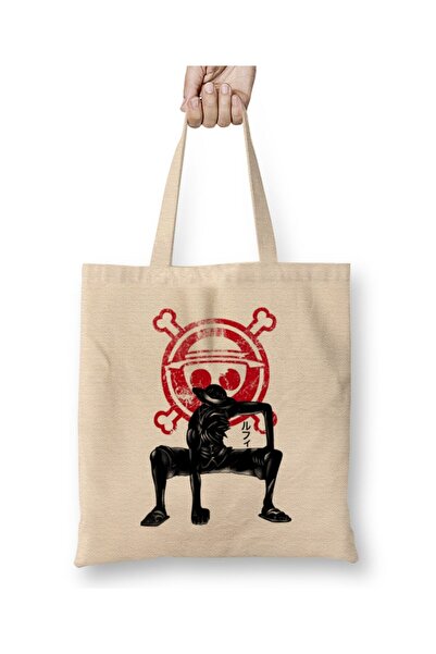 Toyaso One Piece Luffy Crimson Gear White Cloth Bag Long Handle Shopping Bag ...