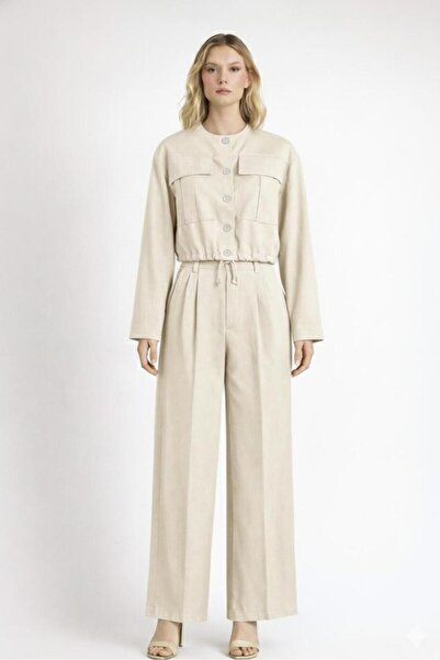 Cara Women's Gabardine Woven Fabric Double Suit K Cargo Pocket I Jacket High ...