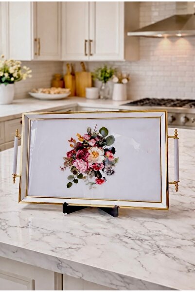 Sillage Home صينية شاي وتقديم حديثة تتسع لـ 6 أشخاص، مقاس 30*42 سم