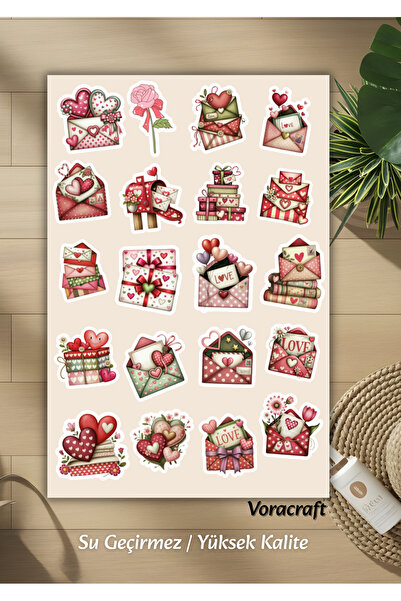 VORACRAFT Sevgililer Günü Tatlı Pembe Zarf Sticker Ajanda Bullet Journal YRM0...