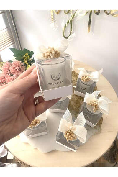 DECORA HOBİ Beyaz Kutulu Cam Shot Bardak Şık Mum Söz, Nişan, Nikah, Kına, Düğ...