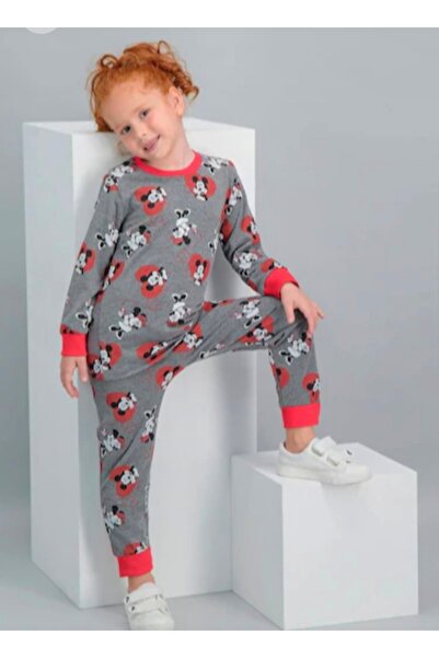 Disney Minnie Mouse Lisanslı Kız Çocuk Gri Pijama Takımı