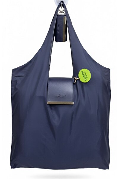 Çanta Trend Navy Blue Stylishly Designed Foldable Grocery & Shopping Bag