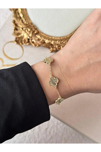 LEROSY CO. Women's Clover Figured Gold Plated Stainless Steel Bracelet Elegan...