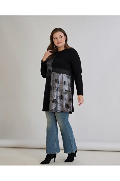 Te&Te Γυναικείο τουνίκ με σχέδιο συνδυασμός υφασμάτων στο μπροστινό μέρος