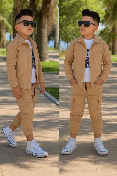 KOKOŞ BEBEK Corded Fabric Velvet Boys' 3-Piece Set - 3/16 Years Old - 31604