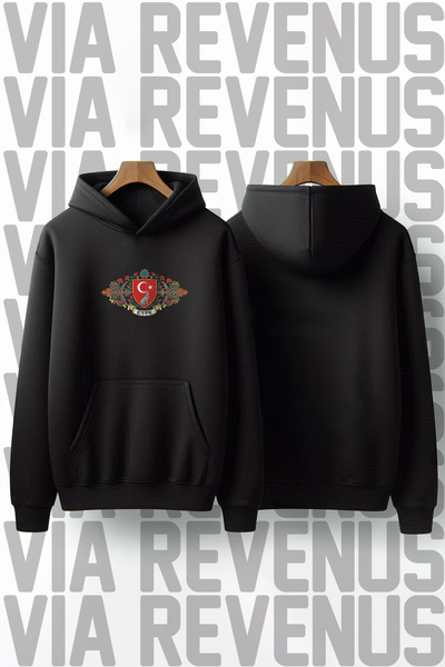 Vordevia سويت شيرت تركي بوسكورت مطبوع للجنسين قصة فضفاضة بغطاء رأس بتصميم خاص