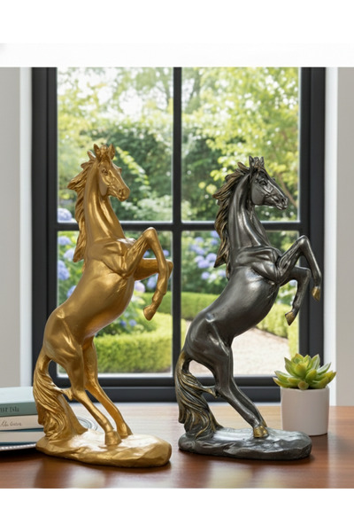 Hanlar Home İkili Şahlanan At Heykeli Ev,Ofis Dekoratif Ürün