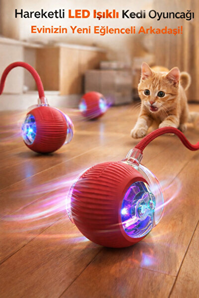 Mırnavistan Akıllı Hareketli Kedi Köpek Oyuncağı – 360° Dönen, LED Işıklı, US...