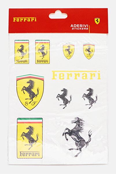 Ferrari Adhessive Brand Logo Sticker, Yellow/Black