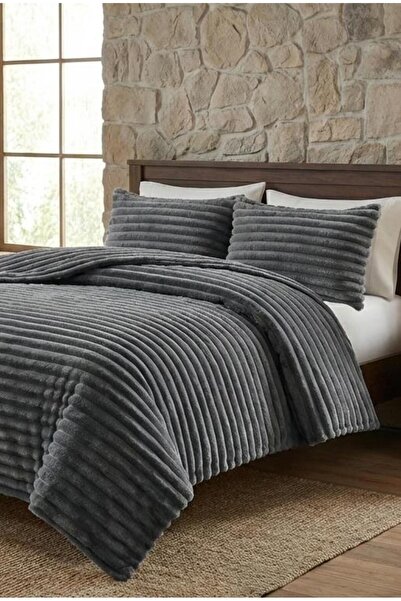 ALTINPAMUK Soft Line Double Bedspread 260X240 Gray