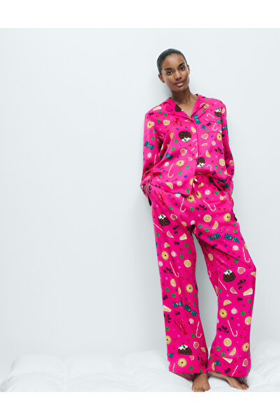 Marks & Spencer Saten Desenli Pijama Takımı