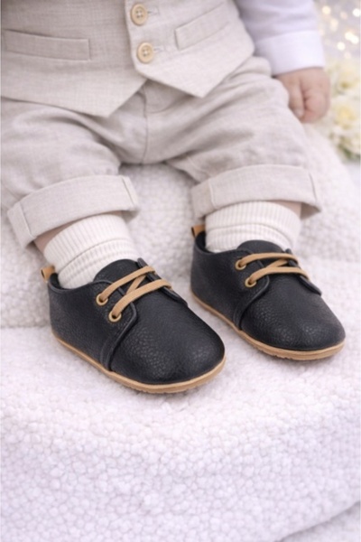 HANNA Pantofiori eleganti negri cu sireturi