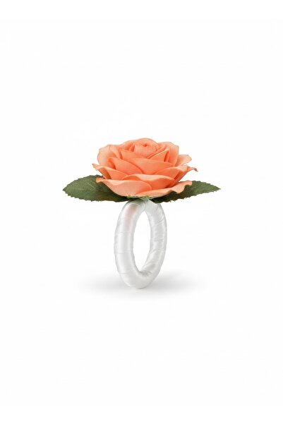 Lurji 6-Piece White Napkin Rings with Single Rose Detail – for Classic and No...