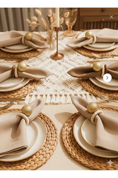 Lurji 6-Piece Gold Globe Detailed Napkin Rings – Modern and Elegant Table Pre...
