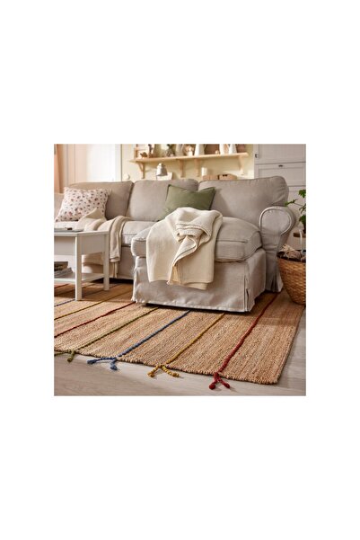 IKEA jüt halı, natürel-çok renkli, 170x240 cm, dikdörtgen, düz dokuma