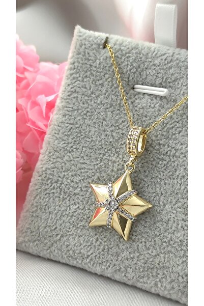 DİAVENTA TAKI VE AKSESUAR 316L Steel Gold Polar Star Model Gold Steel Necklac...