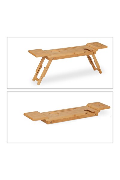 Relaxdays bamboo bathtub tray, with 7 compartments, 4 x 70 x 15.5 cm, brown