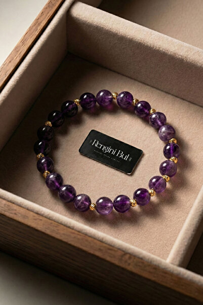 ECOTİQUE حجر الجمشت الطبيعي الأصلي عالي الجودة، حجر الطاقة والحساسية، سوار هد...