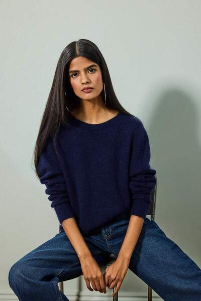 DeFacto Regular Fit Crew Neck Alpaca Wool Knitwear Sweater G6950Ax26Sp