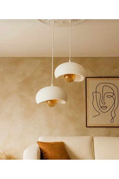 Atsutech Beton Görünümlü 2’li İskandinav & Bohem Modern Tarzda Rustik ( E27)