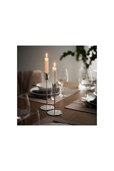 IKEA şamdan, paslanmaz çelik 2 adet şamdan (yükseklik 20 ve 25 cm).