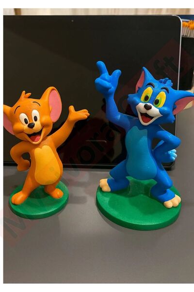 Mynivora Kedi ve Fare Boyama Seti – 10 cm Figür + 2 Fırça + 6 Renk Akrilik Bo...