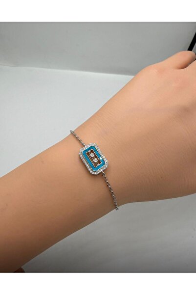 DOUBLE1WAN Vintage Hello bracelet in turquoise and button