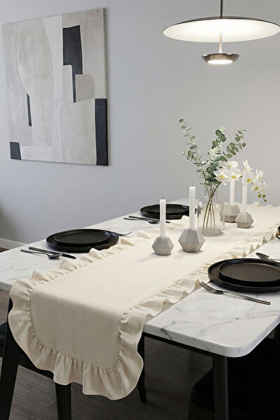 Salvia Dione مفرش طاولة من القطن الطبيعي 100% - مفرش طاولة بوهيمي 110x50 سم