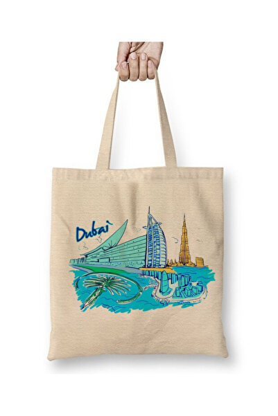 Toyaso Dubai Uae White Cloth Bag Long Handle Shopping Bag Beach Bag
