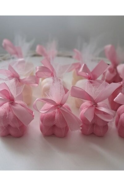 Çağıl organizasyon Pembe Tül Keseli Bubble El Yapımı Soya Mum Hediyelik