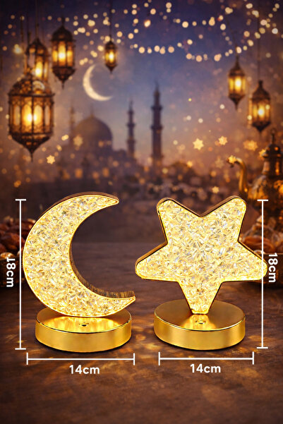 Parti dolabı Hilal Ay Yıldız Masa Işığı Süsü Gold Dekoratif Işıklı Hediyelik ...