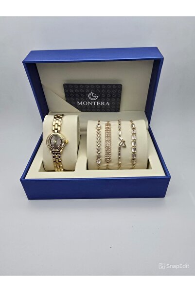 HNOF The women's watch and bracelet set shown is an elegant and luxurious gift.
