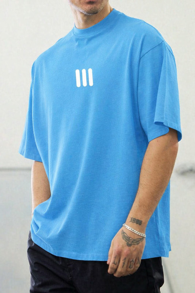 CLASSY.MODA Унисекс минималистична тениска с принт отпред, в голям размер, за...