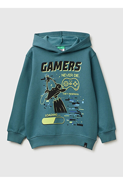 Benetton Yeşil Erkek Çocuk Baskılı Sweatshirt 3J73C205I