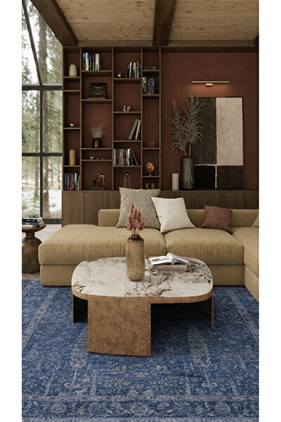 Vog Halı Antik Pers Vintage Klasik Lacivert Hayat Ağacı Desenli Retro Polyest...