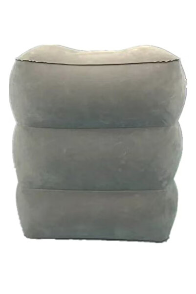 BSMBIOO وسادة قدم قابلة للنفخ للسفر محمولة باللون الرمادي الداكن