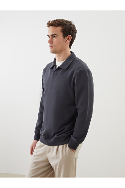 LC Waikiki Ανδρικό φούτερ LCW Vision Anthracite Polo με μακρυμάνικο γιακά