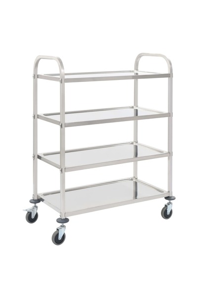 vidaxl عربة مطبخ من 4 طبقات، 107 × 55 × 125 سم، مصنوعة من الفولاذ المقاوم للصدأ