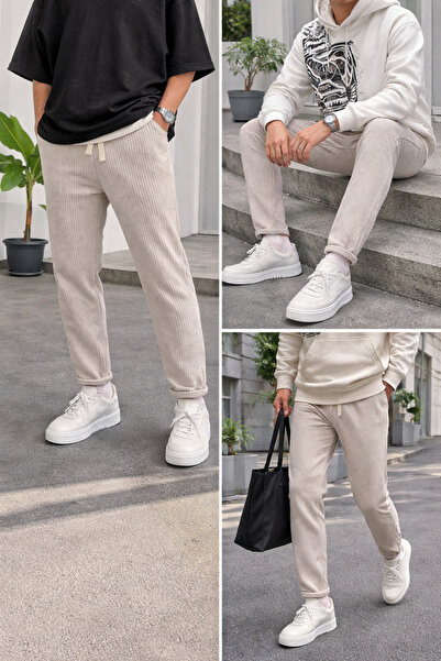 Patch & Loom Men's Stretch Fabric Boyfriend Relax Terry Cloth Pants