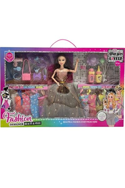 Toybox دمية جميلة ذات شعر طويل للأطفال البنات مع مكياج وإكسسوارات وخزانة ملاب...