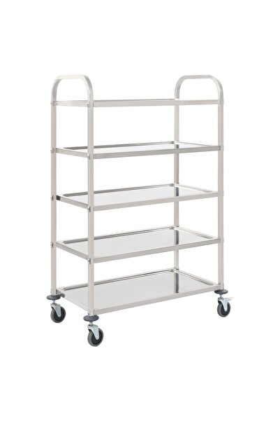 vidaxl عربة مطبخ من 5 طبقات، 107×55×147 سم، مصنوعة من الفولاذ المقاوم للصدأ